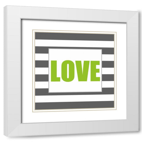 Shiny Big Love Green White Modern Wood Framed Art Print with Double Matting by Amori, Miyo