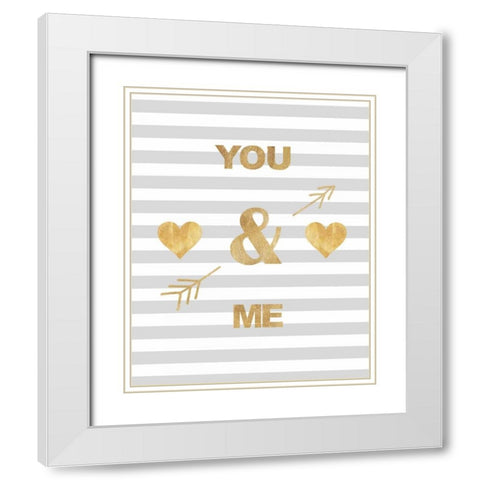 You Me And Cupid White Modern Wood Framed Art Print with Double Matting by Amori, Miyo