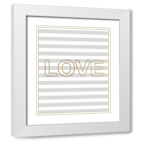 Love Outlined White Modern Wood Framed Art Print with Double Matting by Amori, Miyo