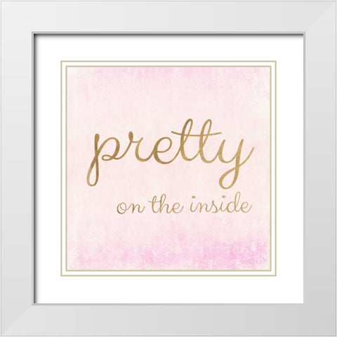 Pretty on the Inside Pink White Modern Wood Framed Art Print with Double Matting by Amori, Miyo