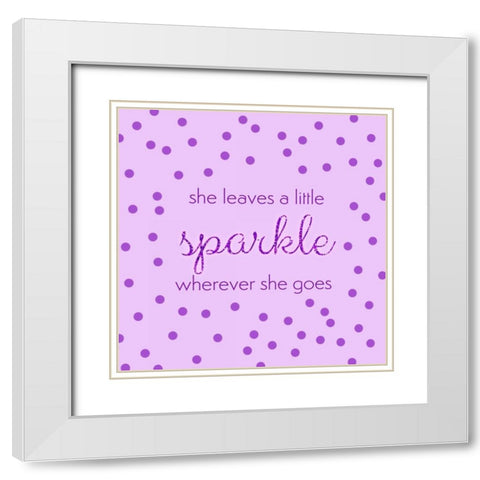 She Leaves A Little Sparkle White Modern Wood Framed Art Print with Double Matting by Amori, Miyo