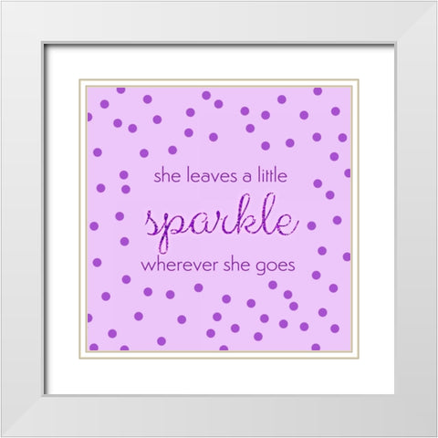 She Leaves A Little Sparkle White Modern Wood Framed Art Print with Double Matting by Amori, Miyo