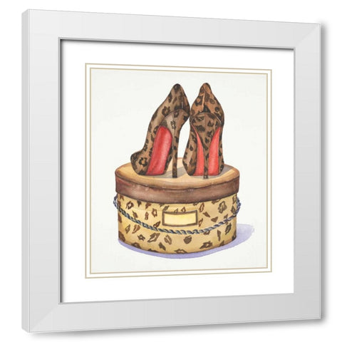 Leopard Heels White Modern Wood Framed Art Print with Double Matting by Jing, Jin