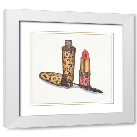 Leopard Makeup White Modern Wood Framed Art Print with Double Matting by Jing, Jin