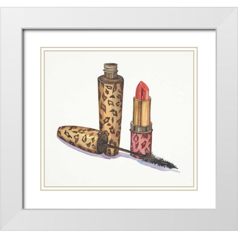 Leopard Makeup White Modern Wood Framed Art Print with Double Matting by Jing, Jin
