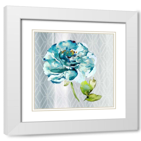 Blooming Blue White Modern Wood Framed Art Print with Double Matting by Jing, Jin