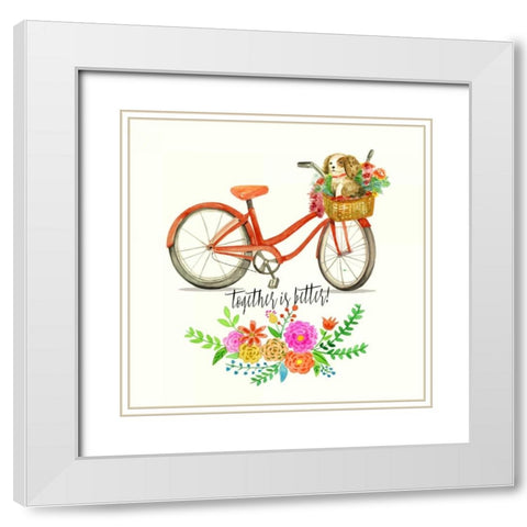 Together Is Better! White Modern Wood Framed Art Print with Double Matting by Jing, Jin