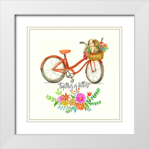 Together Is Better! White Modern Wood Framed Art Print with Double Matting by Jing, Jin