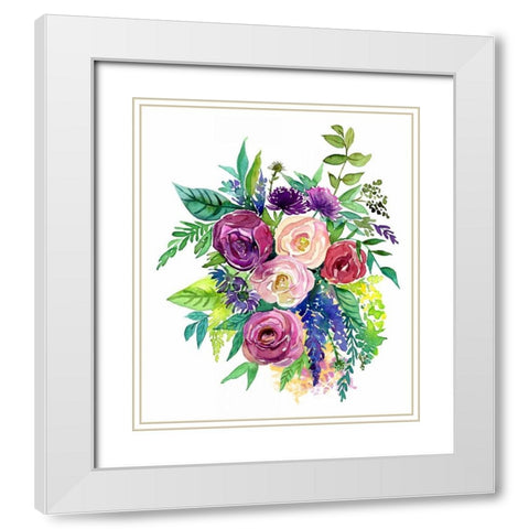 Enchanted Roses White Modern Wood Framed Art Print with Double Matting by Jing, Jin