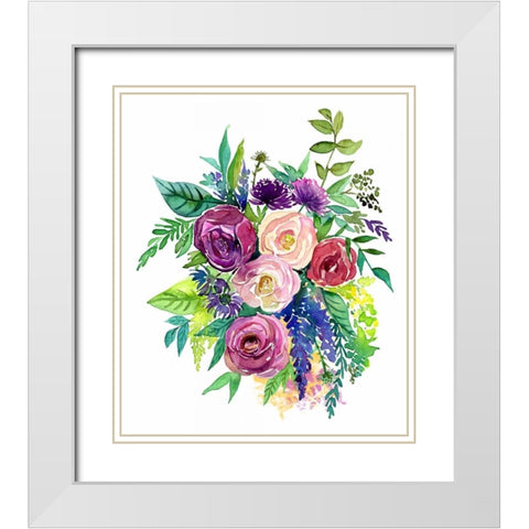 Enchanted Roses White Modern Wood Framed Art Print with Double Matting by Jing, Jin