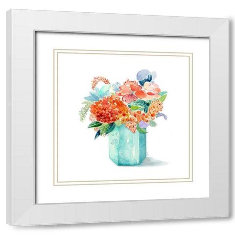 Sweet Bouquet 2 White Modern Wood Framed Art Print with Double Matting by Jing, Jin