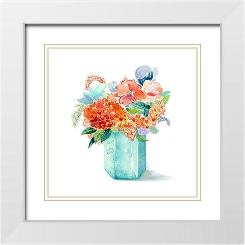 Sweet Bouquet 2 White Modern Wood Framed Art Print with Double Matting by Jing, Jin
