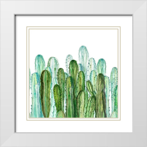 Delight cactus garden 2 White Modern Wood Framed Art Print with Double Matting by Jing, Jin