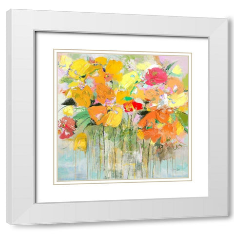 Jubilant White Modern Wood Framed Art Print with Double Matting by Jing, Jin