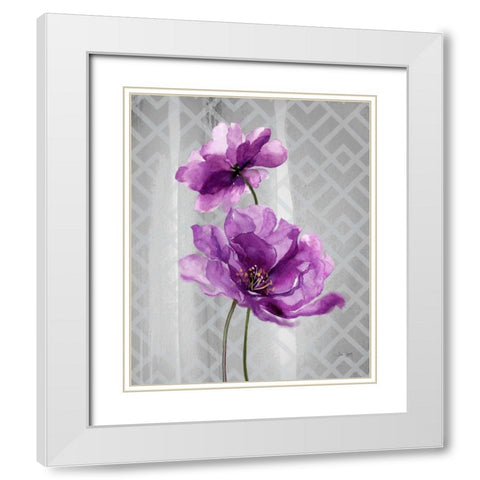 Trellis Floral1 White Modern Wood Framed Art Print with Double Matting by Jing, Jin