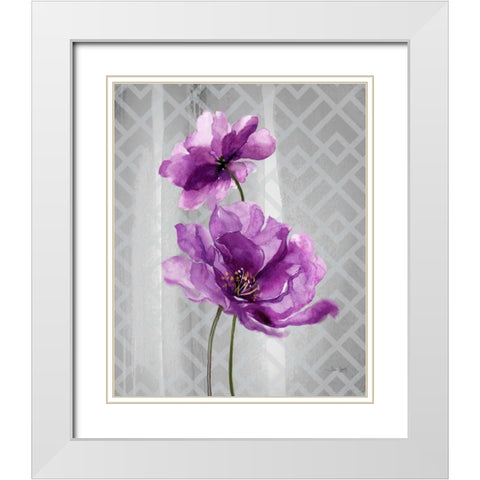 Trellis Floral1 White Modern Wood Framed Art Print with Double Matting by Jing, Jin
