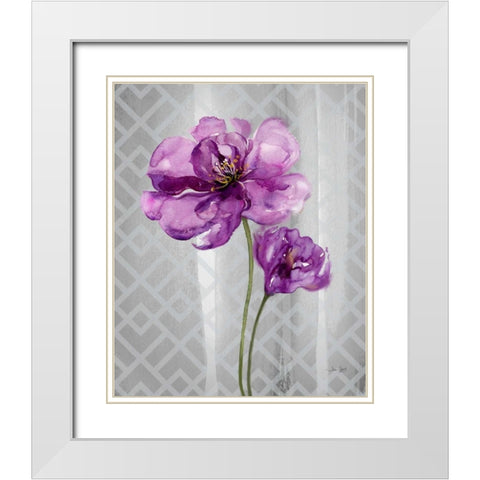 Trellis Floral2 White Modern Wood Framed Art Print with Double Matting by Jing, Jin