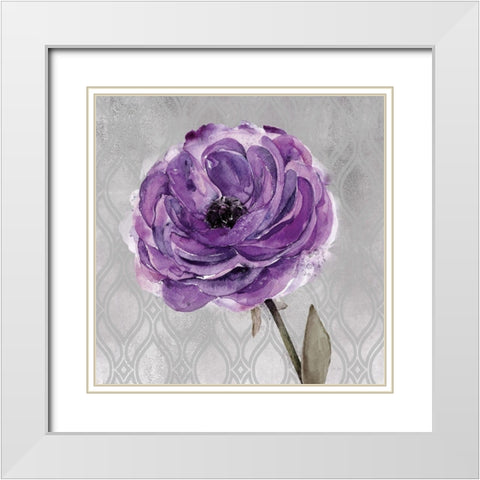 Floral Inspired Plum1 White Modern Wood Framed Art Print with Double Matting by Jing, Jin