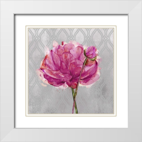 Floral Inspired 2 White Modern Wood Framed Art Print with Double Matting by Jing, Jin