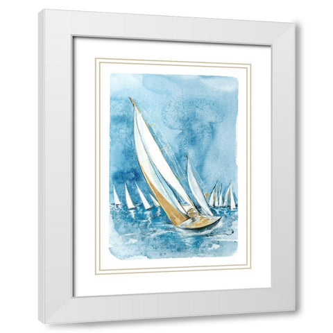 Wind Song White Modern Wood Framed Art Print with Double Matting by Jing, Jin