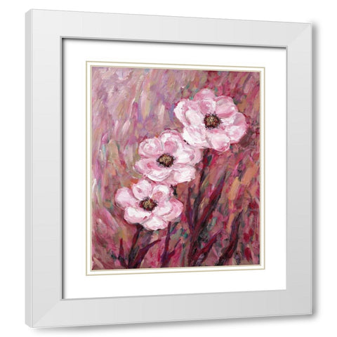 Colourful Flowers White Modern Wood Framed Art Print with Double Matting by Zheng, James