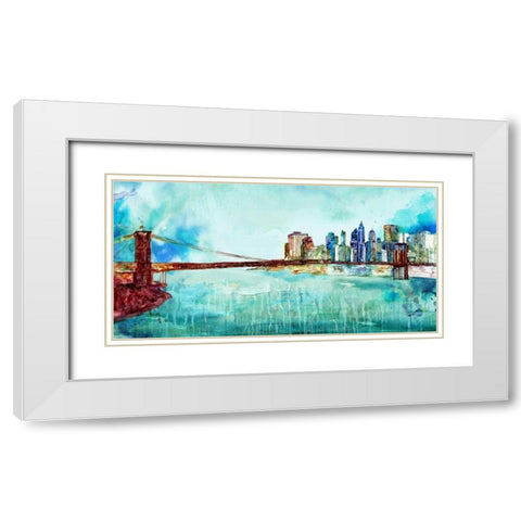 Painted City White Modern Wood Framed Art Print with Double Matting by Zheng, James