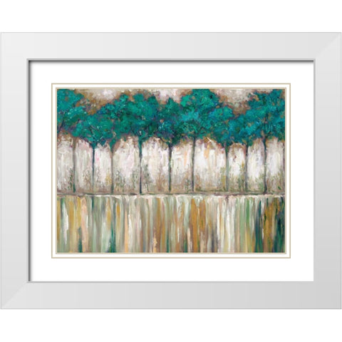 Tall Tree Horizon White Modern Wood Framed Art Print with Double Matting by Zheng, James