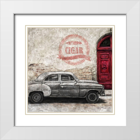 Streets of Havana1 White Modern Wood Framed Art Print with Double Matting by Zheng, James