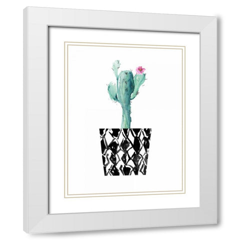 Little Cactus White Modern Wood Framed Art Print with Double Matting by London, Dakota