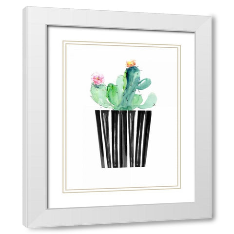 Nice Cactus White Modern Wood Framed Art Print with Double Matting by London, Dakota