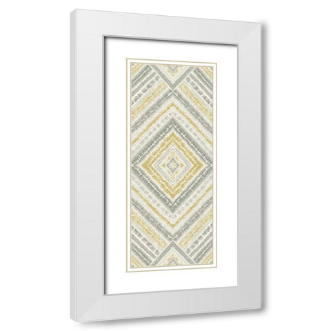 Yellow Global Diamond Pattern White Modern Wood Framed Art Print with Double Matting by Grey, Marielle