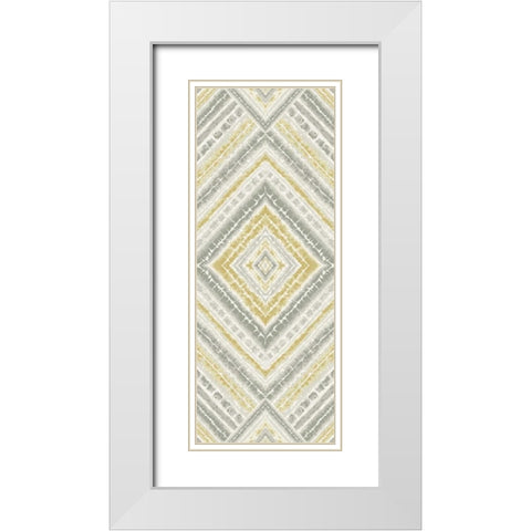 Yellow Global Diamond Pattern White Modern Wood Framed Art Print with Double Matting by Grey, Marielle