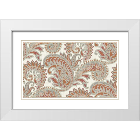 jacobian Paisley Pattern White Modern Wood Framed Art Print with Double Matting by Grey, Marielle