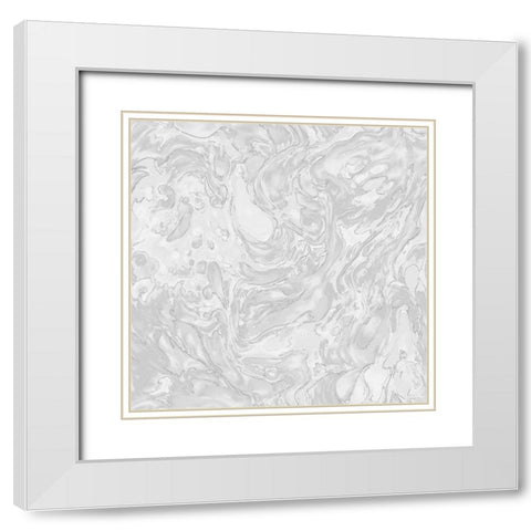 Grey marbled Pattern White Modern Wood Framed Art Print with Double Matting by Grey, Marielle