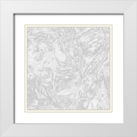 Grey marbled Pattern White Modern Wood Framed Art Print with Double Matting by Grey, Marielle