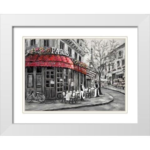Red Awning White Modern Wood Framed Art Print with Double Matting by Brighton, William