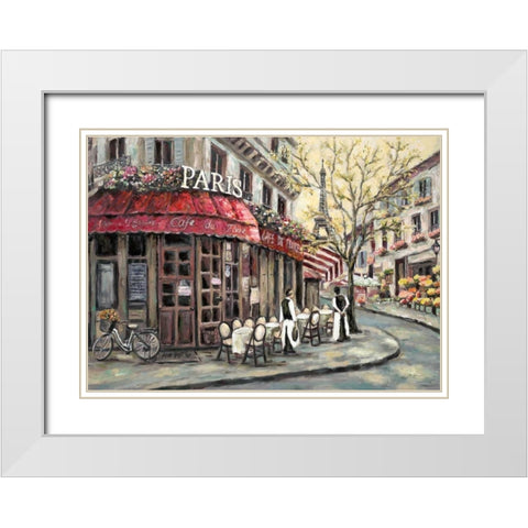 Flower Market Cafe White Modern Wood Framed Art Print with Double Matting by Brighton, William