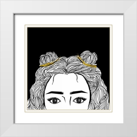 Cool Gaze White Modern Wood Framed Art Print with Double Matting by S Studio