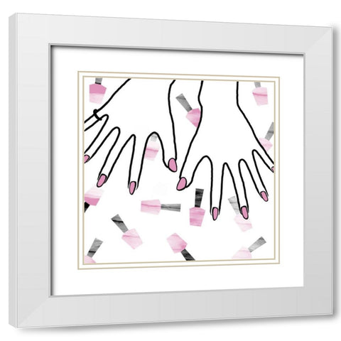 Polished White Modern Wood Framed Art Print with Double Matting by S Studio