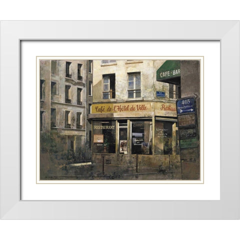 Hotel de Ville White Modern Wood Framed Art Print with Double Matting by Hak, Chiu Tak