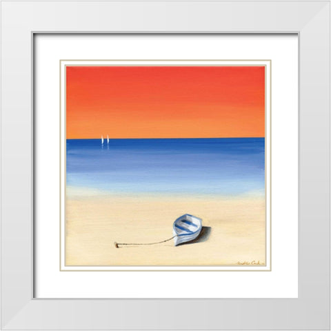 Red sky beach I White Modern Wood Framed Art Print with Double Matting by Cook, Andrea