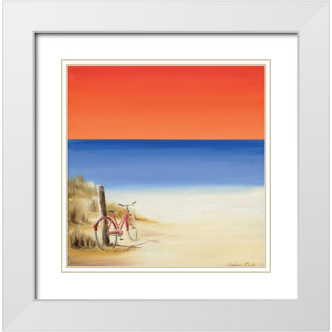 Red sky beach II White Modern Wood Framed Art Print with Double Matting by Cook, Andrea