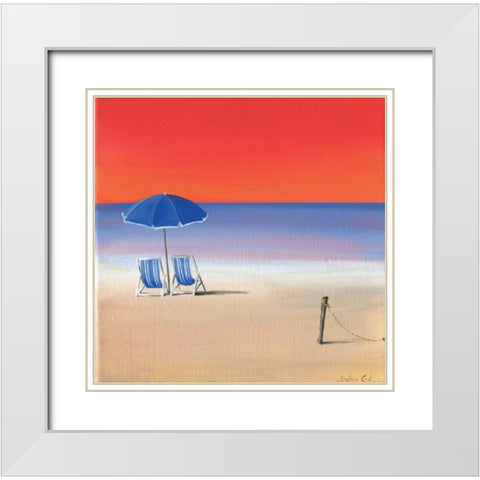 Red sky beach III White Modern Wood Framed Art Print with Double Matting by Cook, Andrea