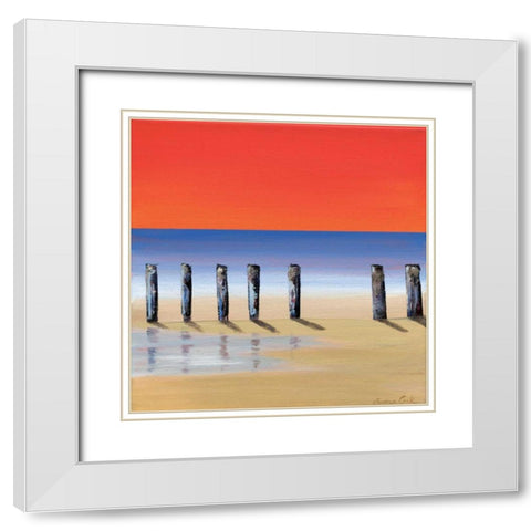 Red sky beach IV White Modern Wood Framed Art Print with Double Matting by Cook, Andrea