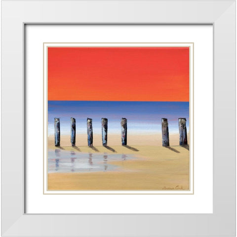 Red sky beach IV White Modern Wood Framed Art Print with Double Matting by Cook, Andrea