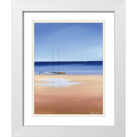 Sea and Beach White Modern Wood Framed Art Print with Double Matting by Cook, Andrea