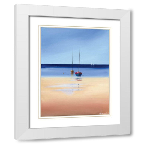 Sea and Beach White Modern Wood Framed Art Print with Double Matting by Cook, Andrea