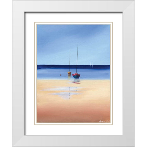Sea and Beach White Modern Wood Framed Art Print with Double Matting by Cook, Andrea