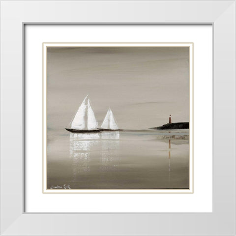 Sailing Grey I White Modern Wood Framed Art Print with Double Matting by Cook, Andrea