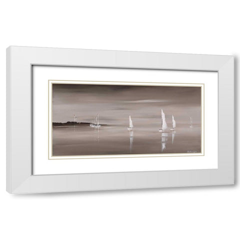 Sailing Grey IV White Modern Wood Framed Art Print with Double Matting by Cook, Andrea